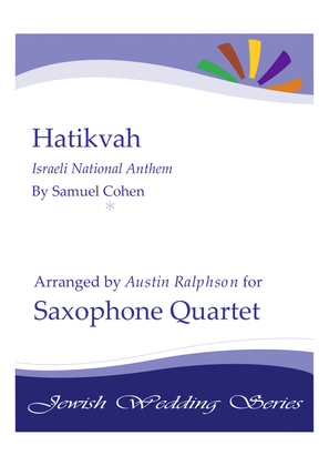 Book cover for Hatikvah הַתִּקְוָה, الأمل (Israeli National Anthem) - sax quartet