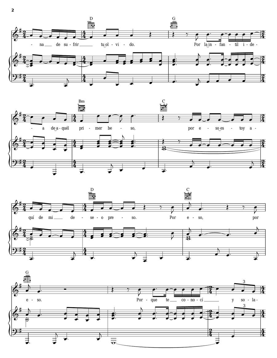 Manantial De Llanto Manantial De Llanto Piano, Vocal, Guitar scores gallery preview page 2