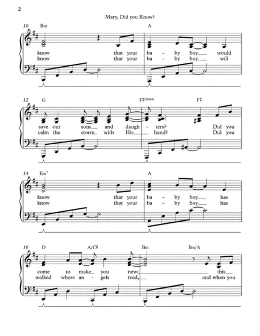 Mary, Did You Know? Vocal Duet scores gallery preview page 2