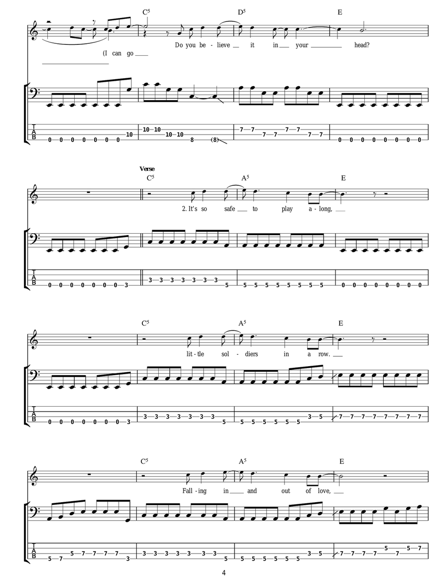 Go With The Flow Bass Guitar Tablature scores gallery preview page 4