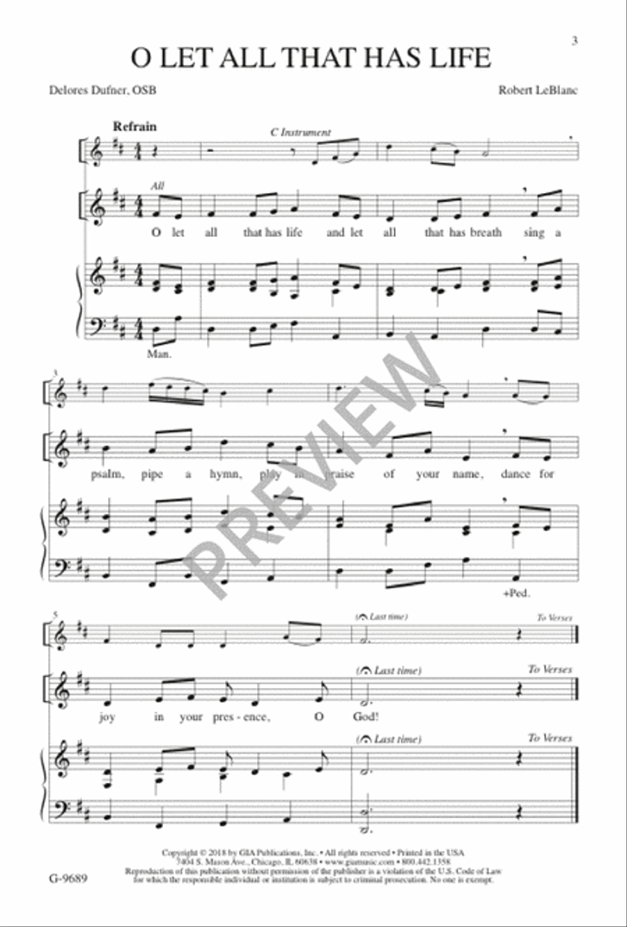 O Let All That Has Life SSA scores gallery preview page 4