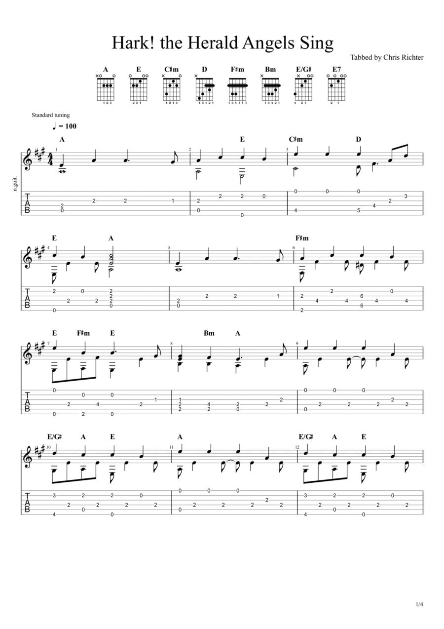 Hark the Herald Angels Sing Classical Guitar Digital Sheet Music Sheet Music Plus