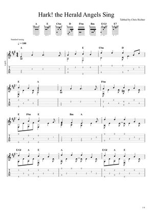 Hark! the Herald Angels Sing (Solo Fingerstyle Guitar Tab)