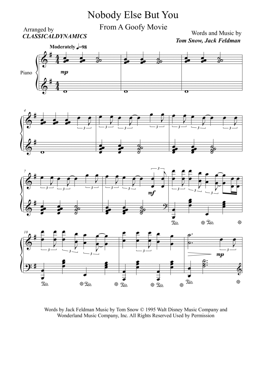 Nobody Else But You Piano Solo scores gallery preview page 1