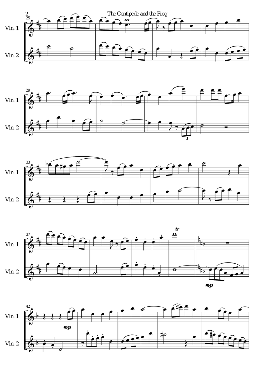 The Centipede and Frog for violin duo String Duet scores gallery preview page 2