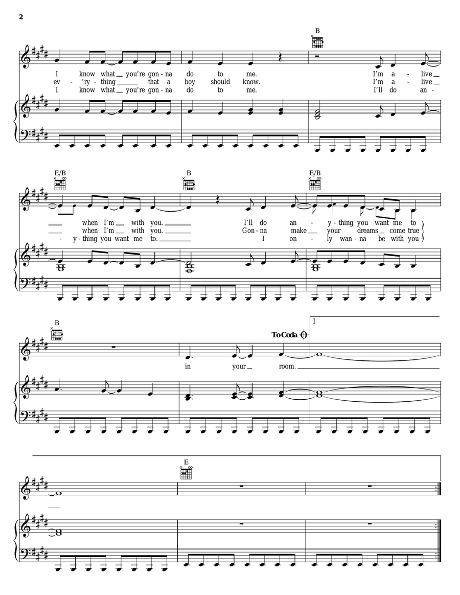 In Your Room In Your Room Piano, Vocal, Guitar scores gallery preview page 2