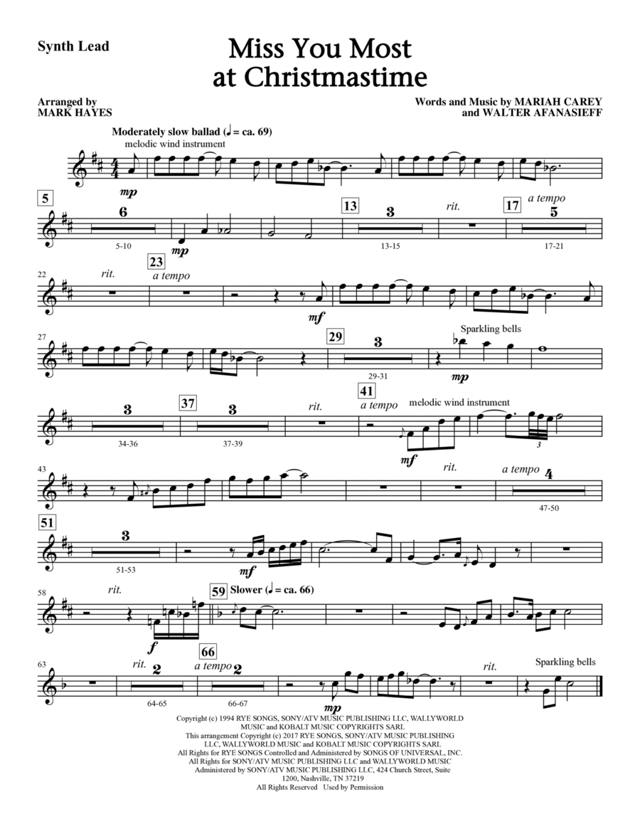 Miss You Most At Christmas Time - Synthesizer Choir scores gallery preview page 1