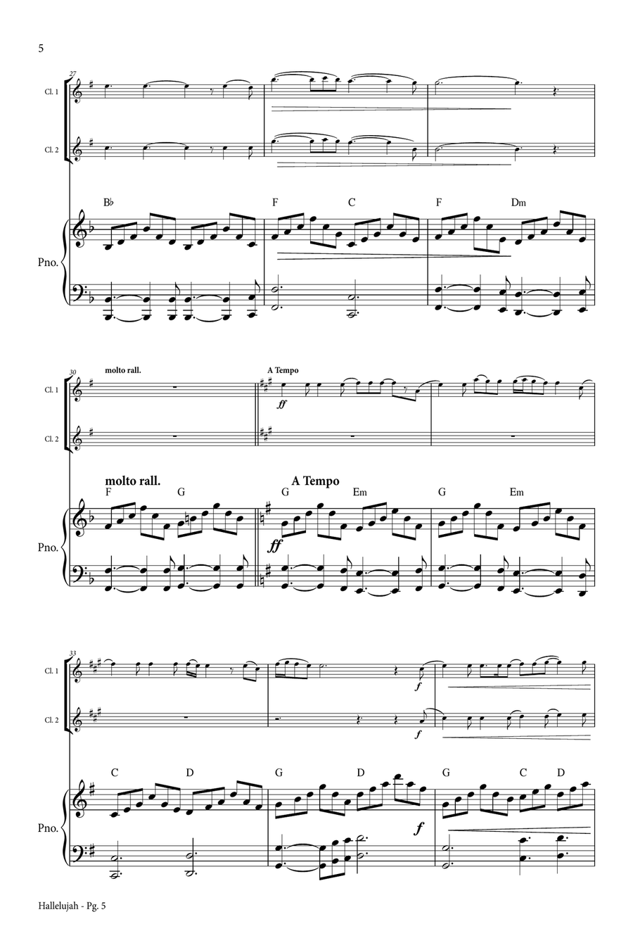 Hallelujah Clarinet Duet scores gallery preview page 6