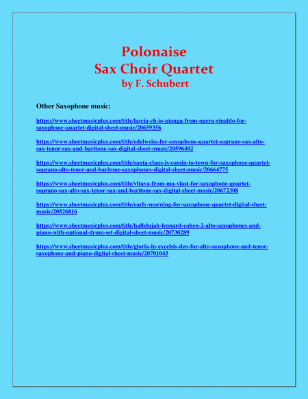 Polonaise - F. Schubert - Saxophone Choir Quartet - Chamber music - Intermediate image number null