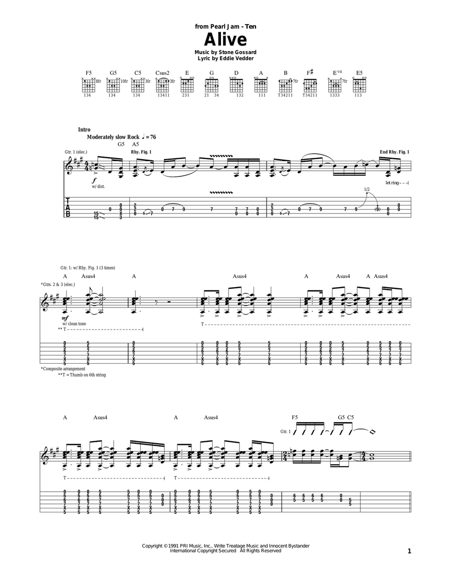 Alive Acoustic Guitar scores gallery preview page 1