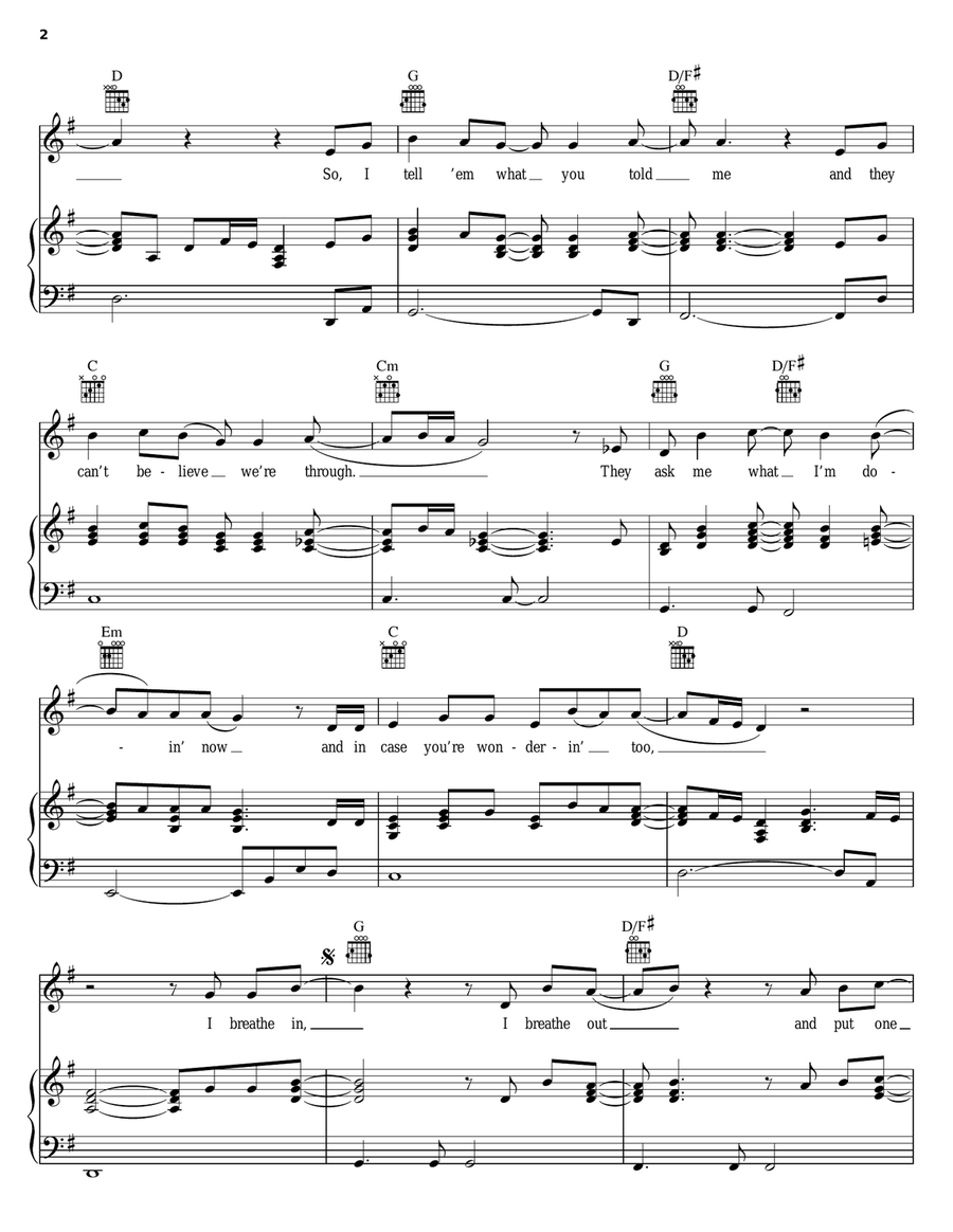 I Breathe In, I Breathe Out Piano, Vocal, Guitar scores gallery preview page 2