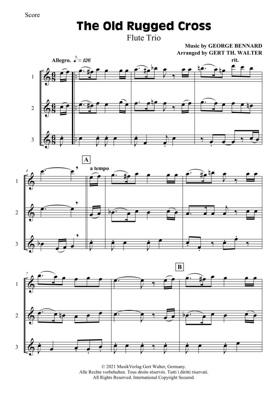 The Old Rugged Cross Woodwind Trio scores gallery preview page 1