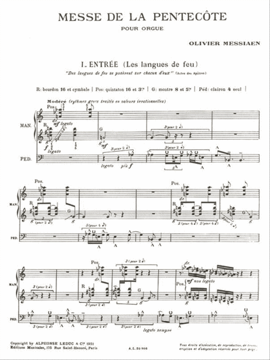 Messe De La Pentecote Pour Orgue