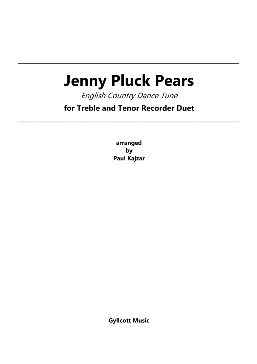 Jenny Pluck Pears (Treble and Tenor Recorder Duet) Woodwind Duet scores gallery preview page 1