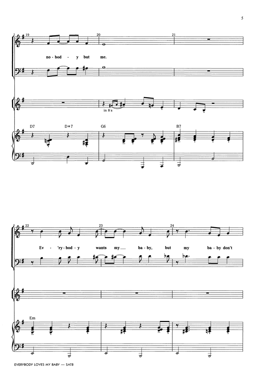 Everybody Loves My Baby (But My Baby Don't Love Nobody But Me) 4-Part scores gallery preview page 4