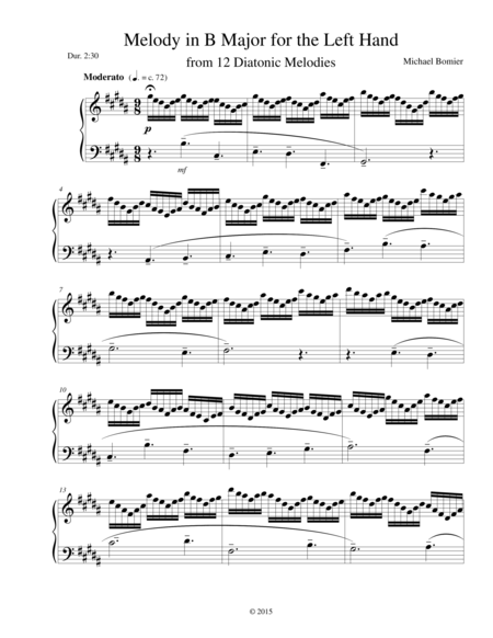 Melody in B for the Left Hand, from 12 Diatonic Melodies image number null