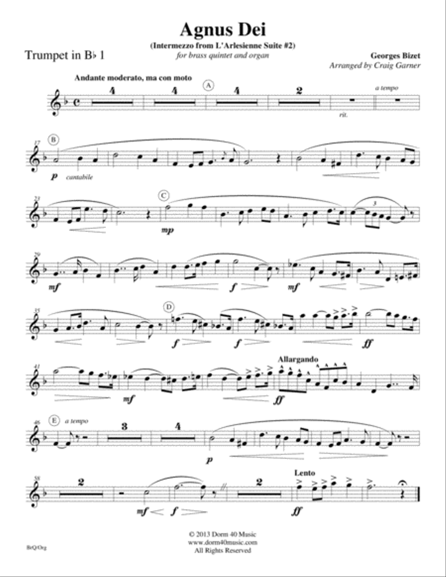 Agnus Dei (Intermezzo from L'Arlesienne Suite #2) Brass Ensemble scores gallery preview page 6