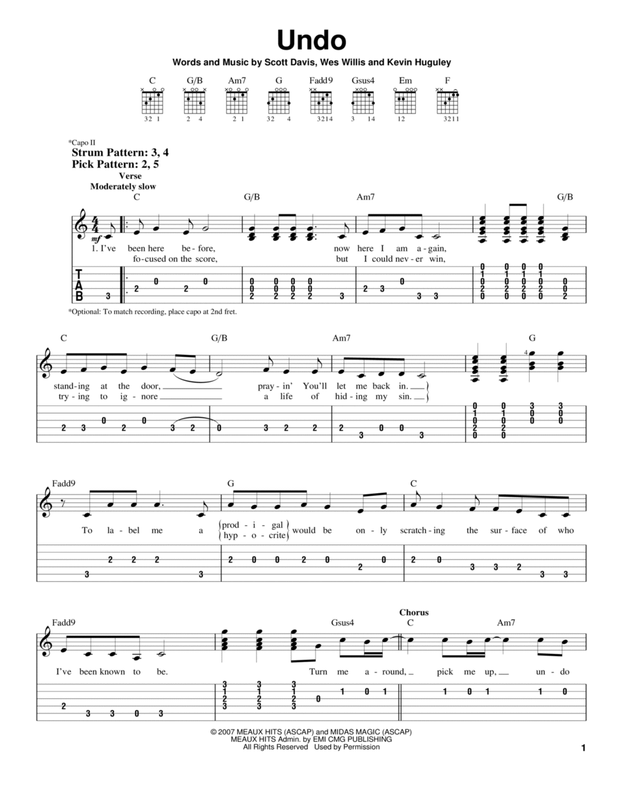Undo Acoustic Guitar scores gallery preview page 1