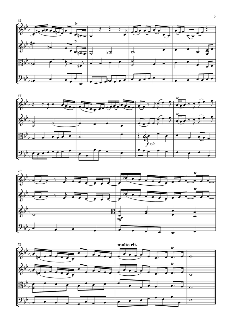J.S. Bach: Sleepers Wake / Wachet Auf (string quartet) String Quartet scores gallery preview page 5