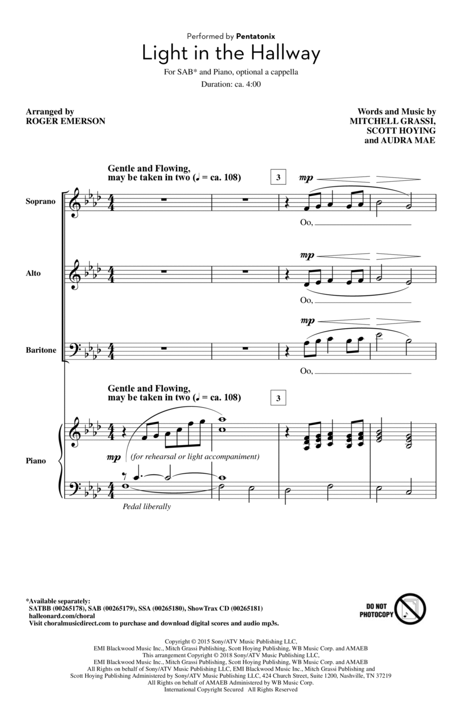 Book cover for Light In The Hallway (arr. Roger Emerson)