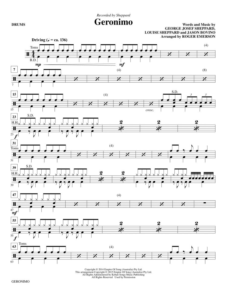 Geronimo - Drums Choir scores gallery preview page 1