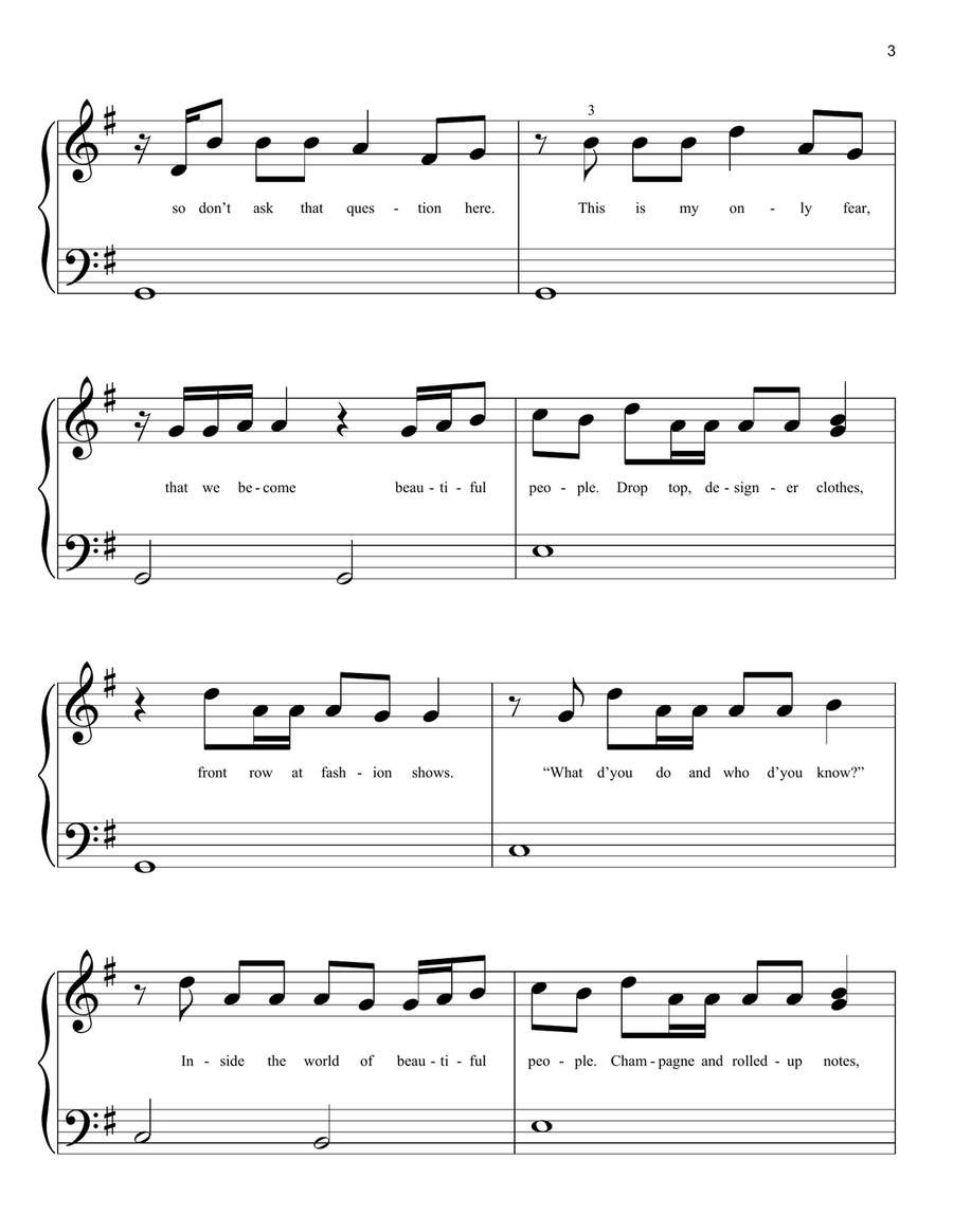 Beautiful People (feat. Khalid) Easy Piano scores gallery preview page 3