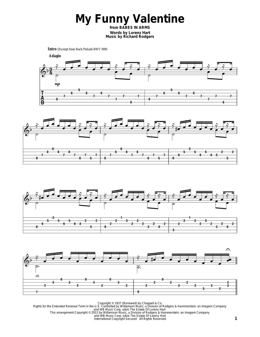 My Funny Valentine Electric Guitar scores gallery preview page 1
