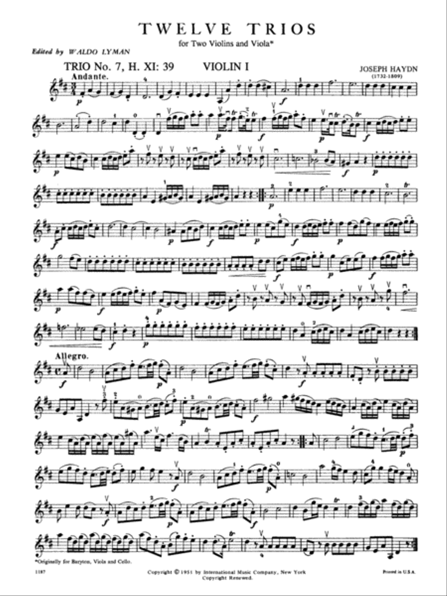 Twelve Easy Trios Volume II (Hob. Xi, Nos. 39, 37, 38, 35, 34) Viola scores gallery preview page 2
