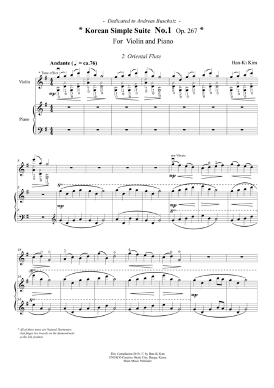 Korean Simple Suite No.1 (For Violin and Piano) Violin Solo scores gallery preview page 4