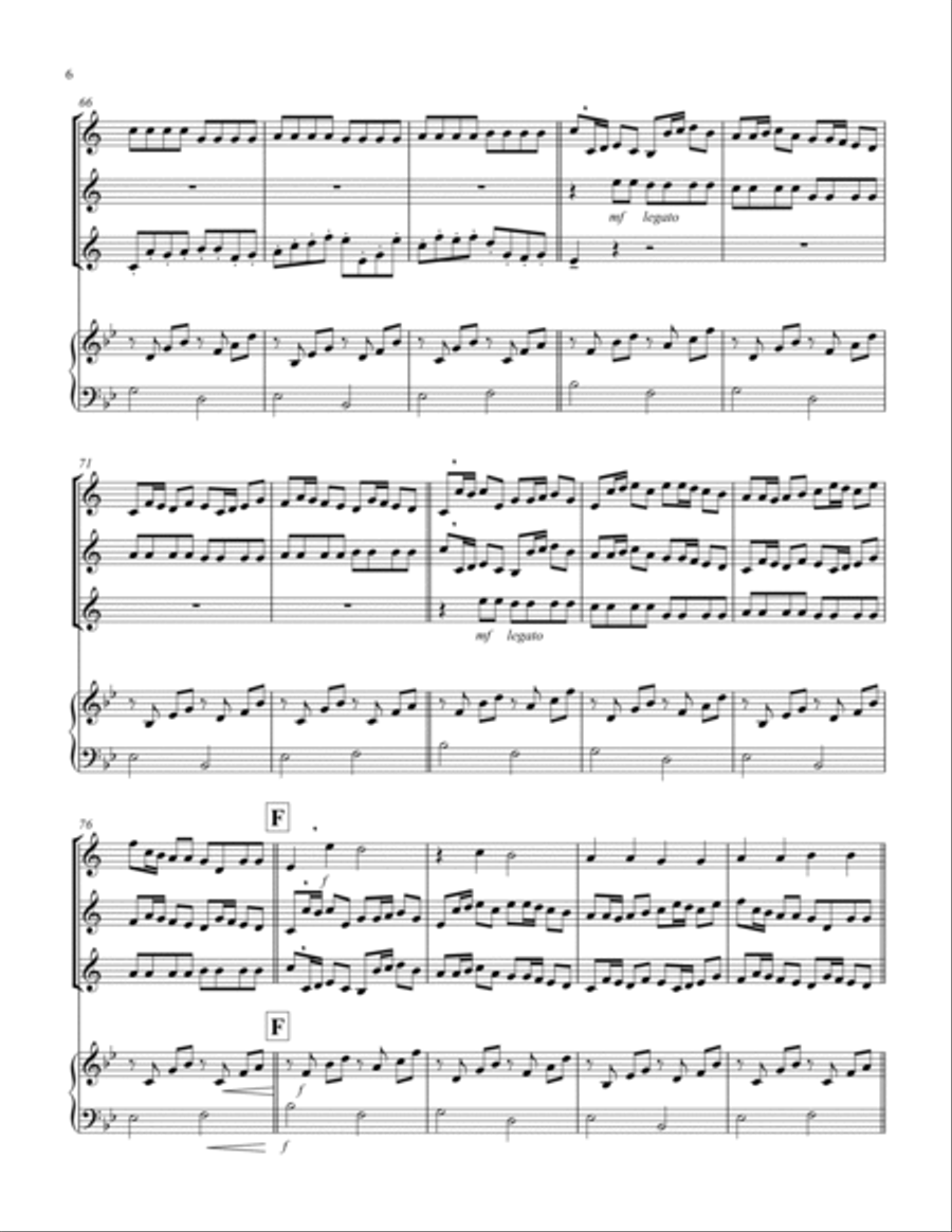 Canon (Pachelbel) (Bb) (Soprano Saxophone Trio, Keyboard) Chamber Music scores gallery preview page 6