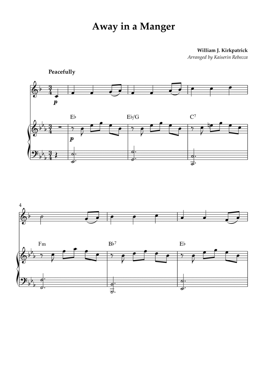 Away in a Manger B-Flat Trumpet scores gallery preview page 1