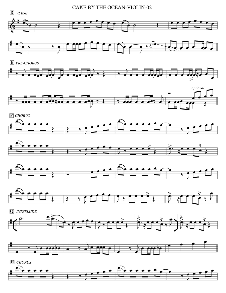 Cake By The Ocean Violin Solo scores gallery preview page 2
