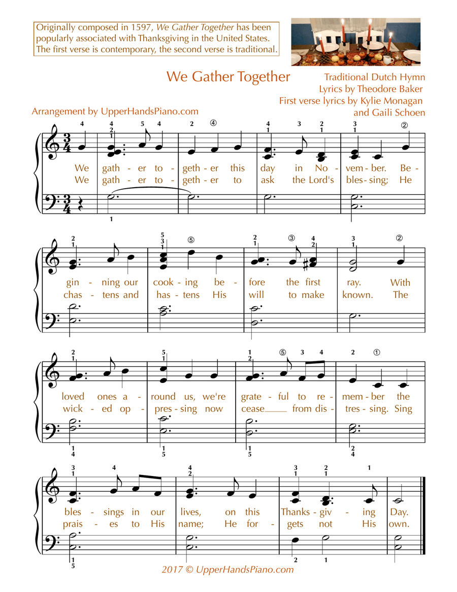 We Gather Together - EASY PIANO Easy Piano scores gallery preview page 1