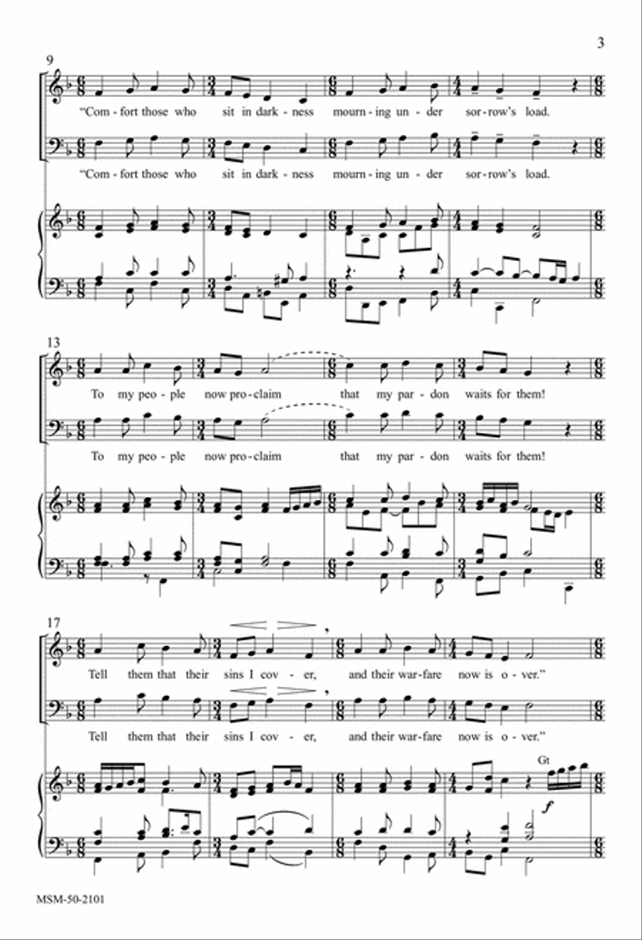 Comfort, Comfort, Now My People 4-Part scores gallery preview page 3