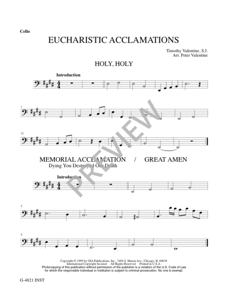Eucharistic Acclamations and Lamb of God - Instrument edition