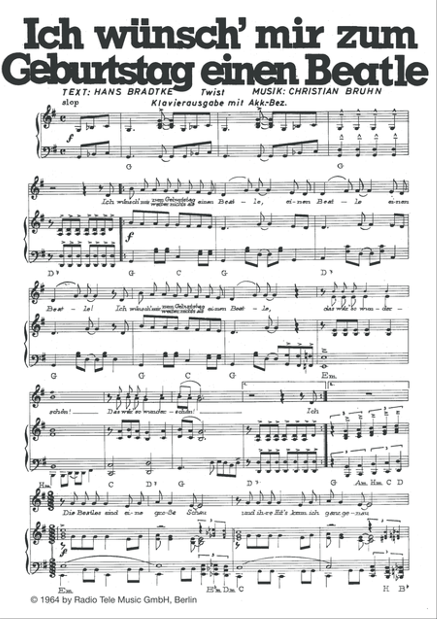 Ich wunsch mir zum Geburtstag einen Beatle Piano, Vocal scores gallery preview page 3