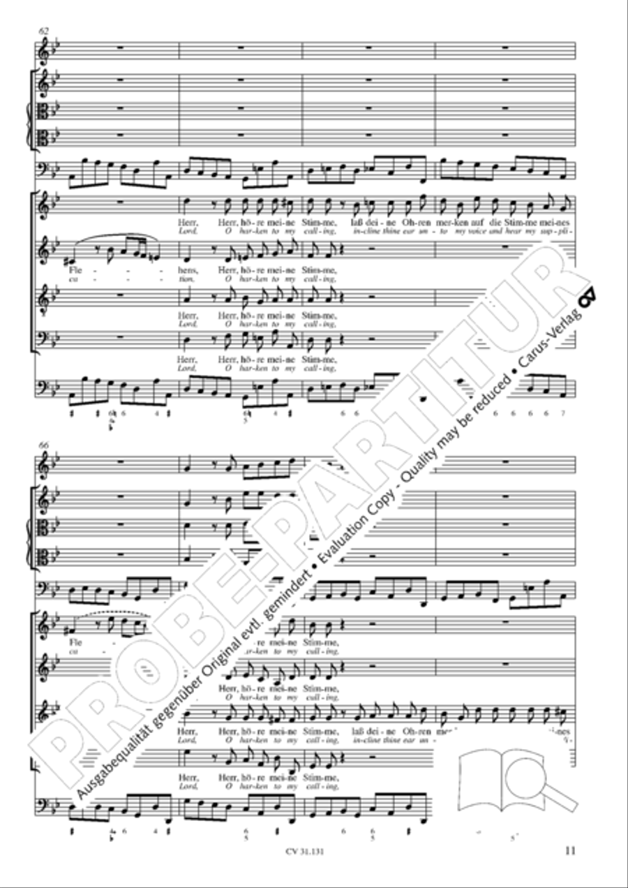 Form the deep, Lord, cried I, Lord, to Thee (Aus der Tiefe rufe ich, Herr, zu dir) 4-Part scores gallery preview page 12