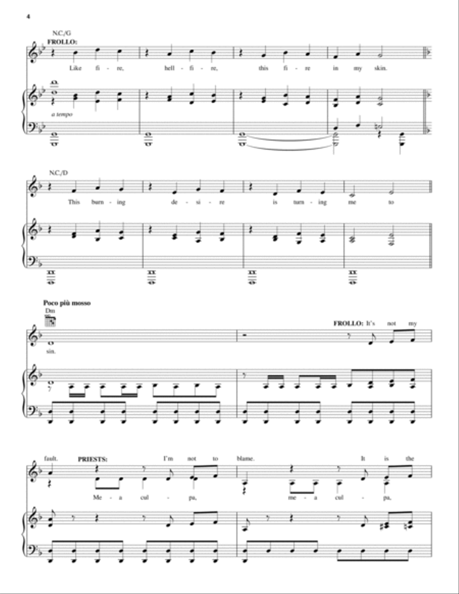 Hellfire (from The Hunchback Of Notre Dame) Piano, Vocal, Guitar scores gallery preview page 4