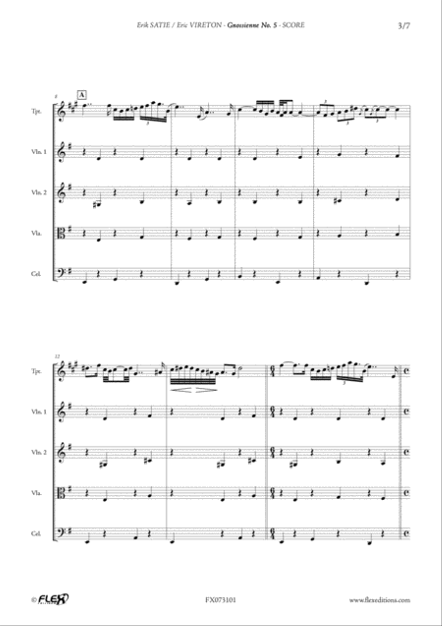 Gnossienne No. 5 Trumpet scores gallery preview page 3