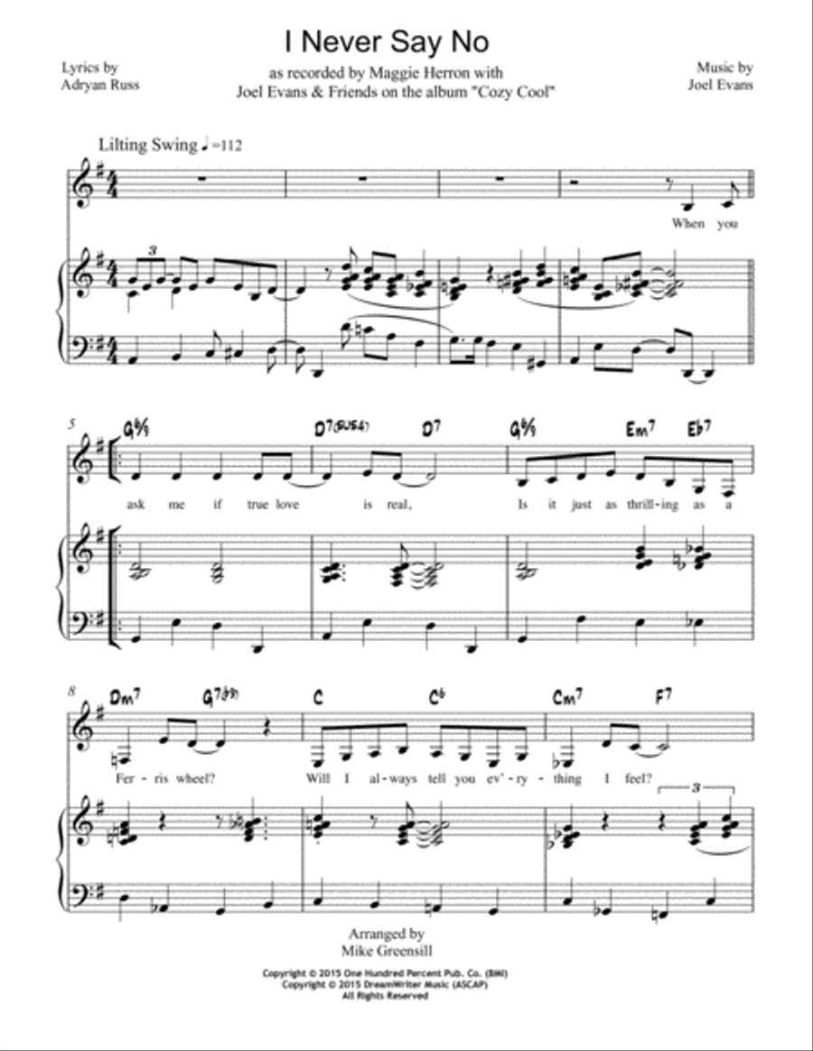 I Never Say No Jazz Ensemble scores gallery preview page 1