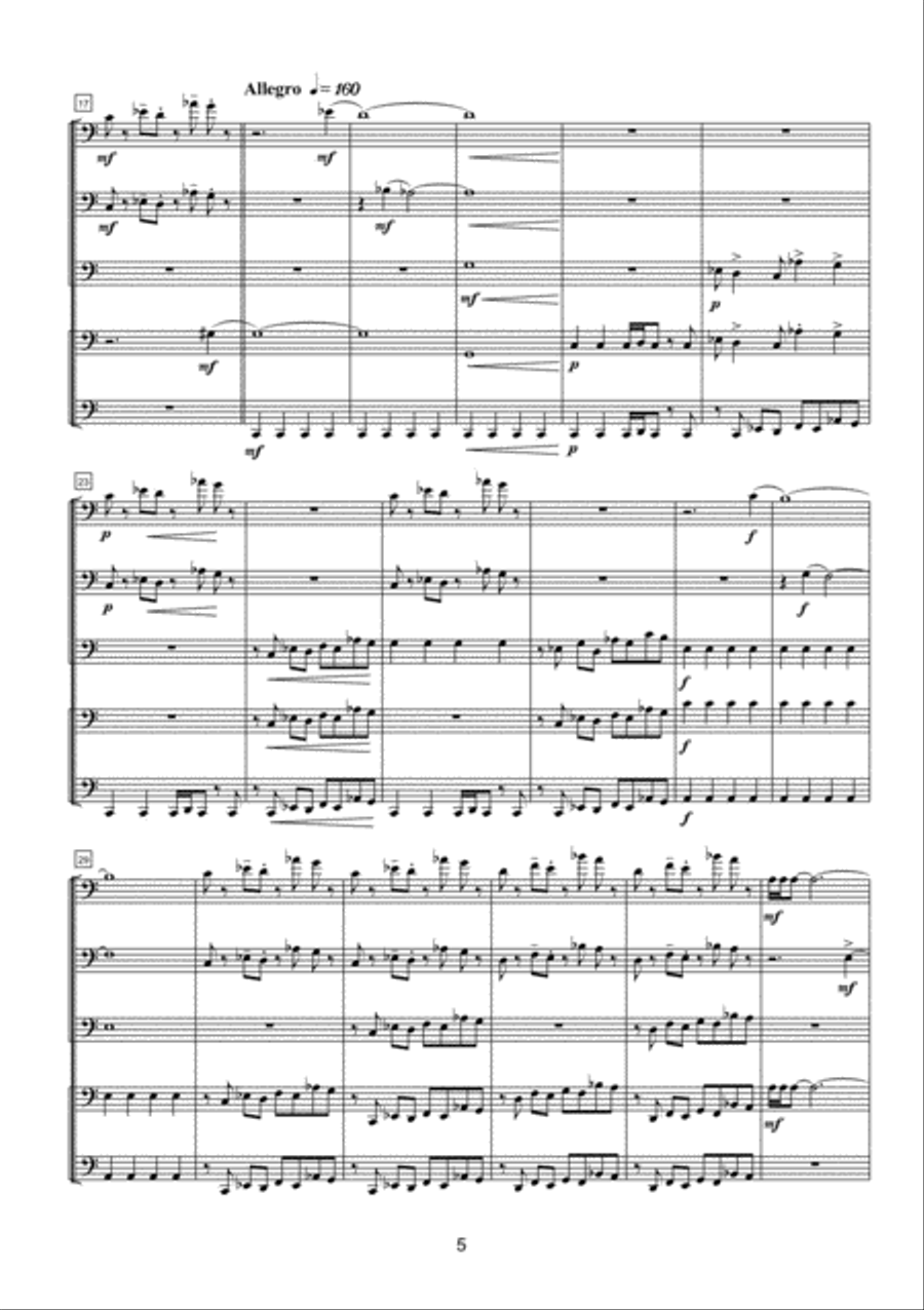 Gecas for Three Euphoniums and Two Tubas Brass Ensemble scores gallery preview page 4
