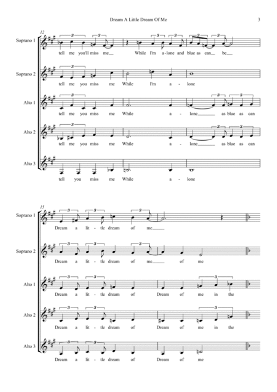 Dream A Little Dream Of Me SSAA scores gallery preview page 3