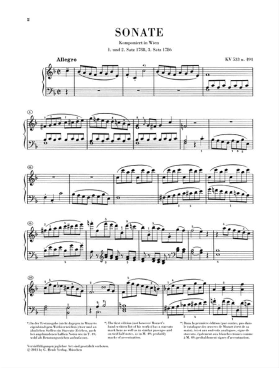 Piano Sonata in F Major K533/494