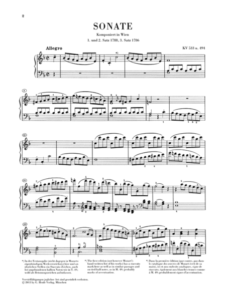 Piano Sonata in F Major K533/494