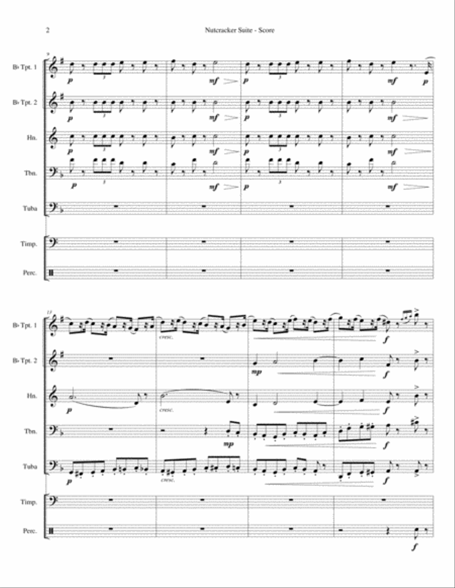 Nutcracker Suite (for Brass Quintet and opt. Percussion) Brass Ensemble scores gallery preview page 3