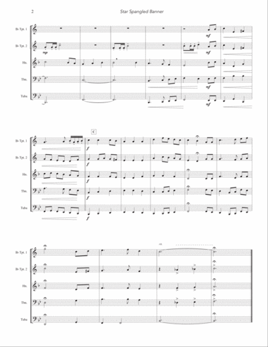 Star Spangled Banner - United States National Anthem Brass Ensemble scores gallery preview page 3