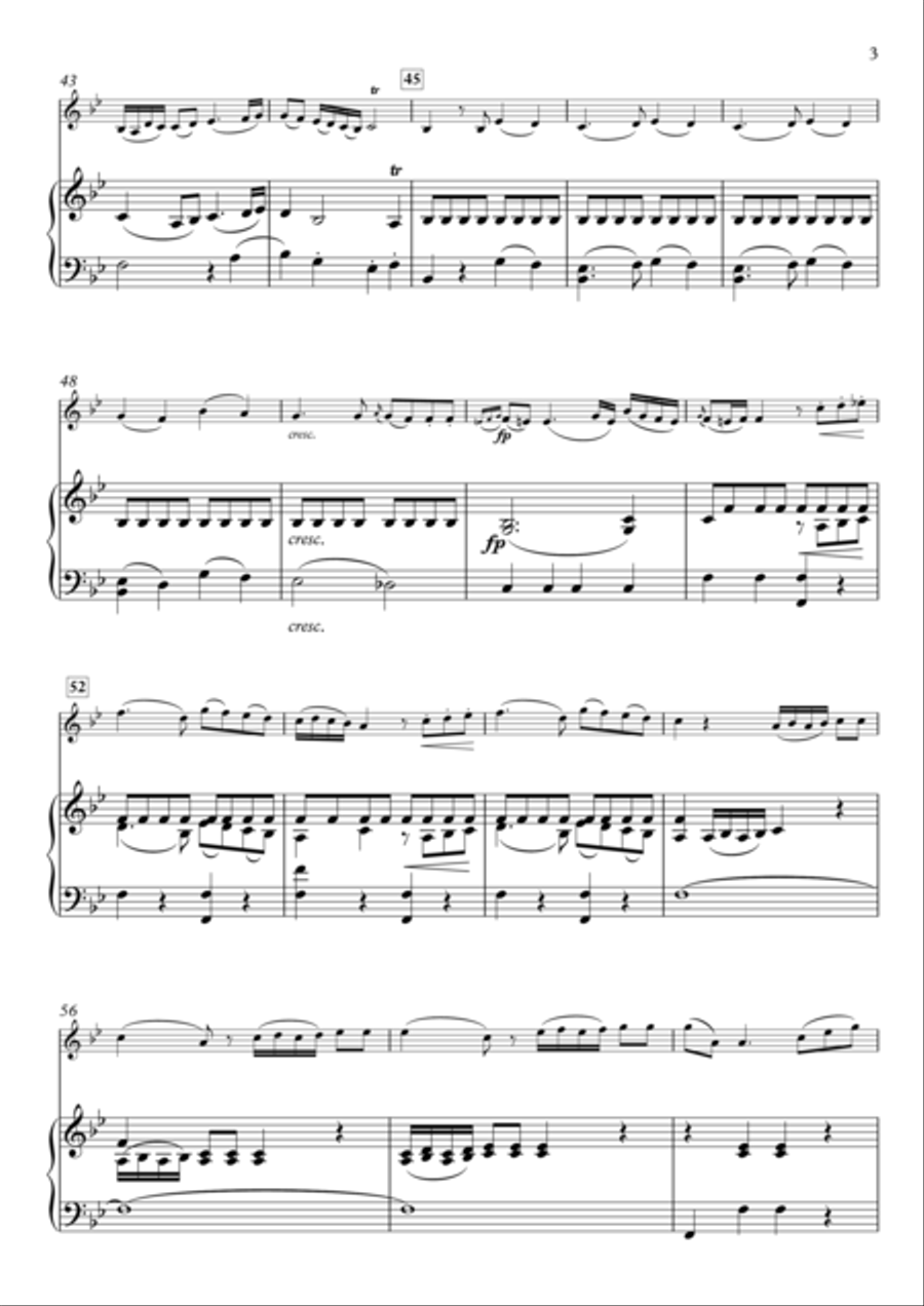 Romance from Concerto No.1 in G Major for Violin & Piano Violin Solo scores gallery preview page 3