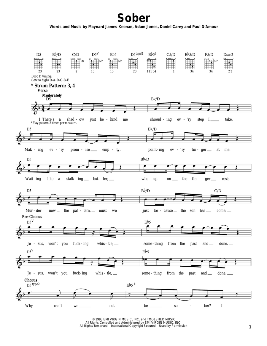 Sober Electric Guitar scores gallery preview page 1
