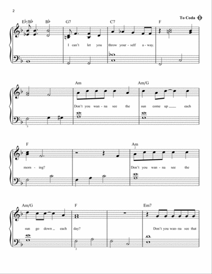 I Can't Let You Throw Yourself Away (from Toy Story 4) Easy Piano scores gallery preview page 2