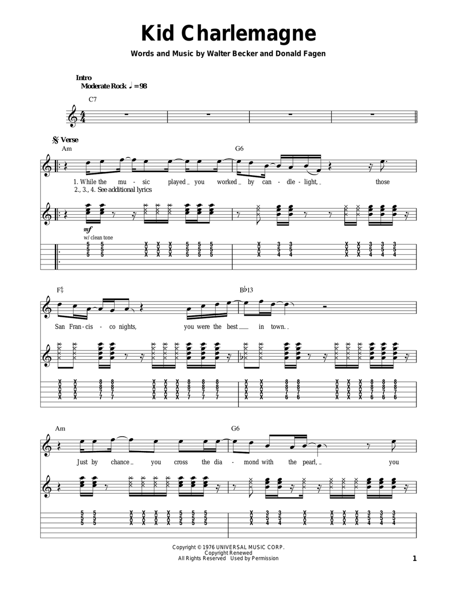 Kid Charlemagne Acoustic Guitar scores gallery preview page 1